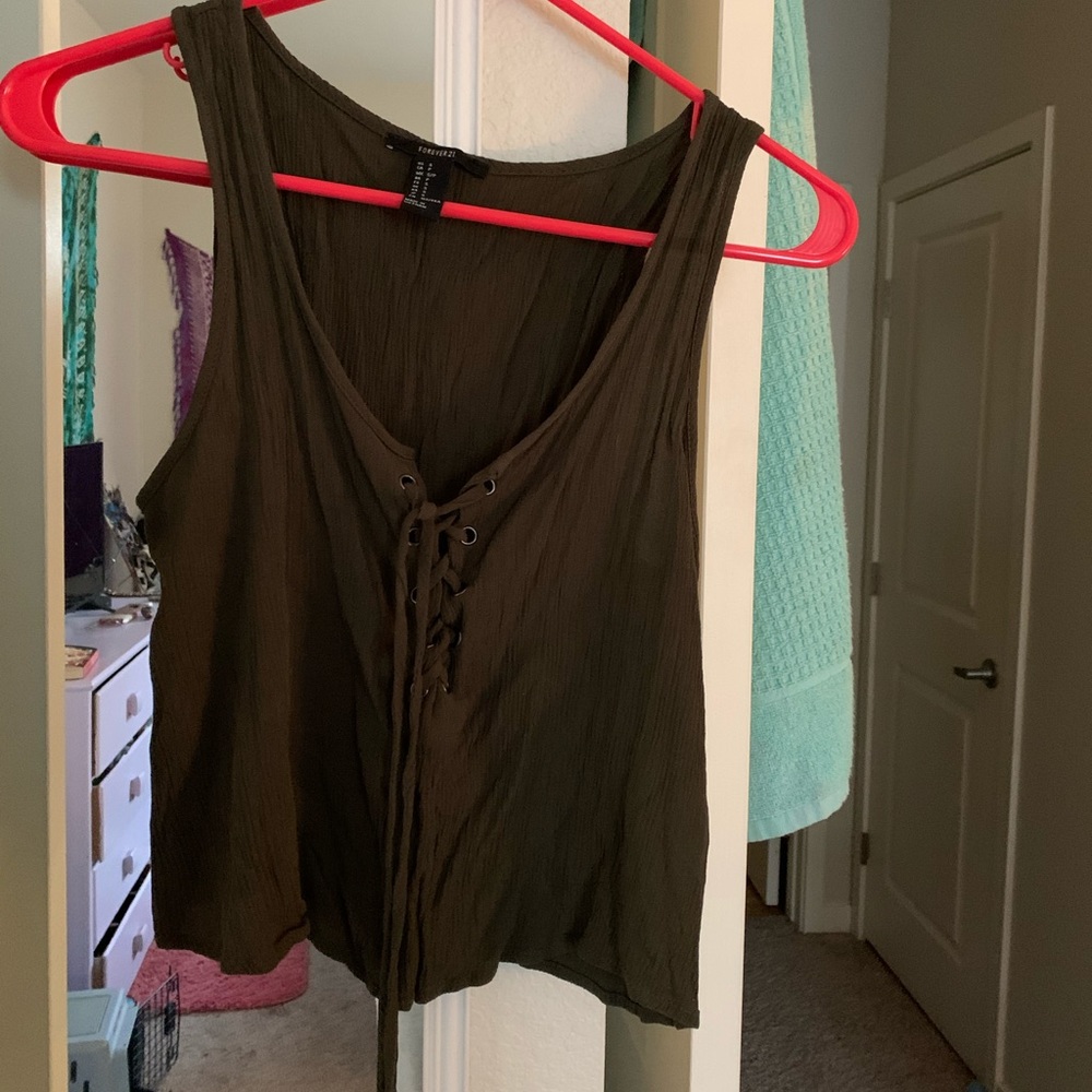 Army green crop tank